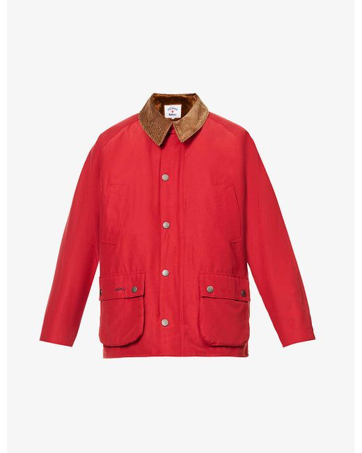 Barbour Red X Noah Bedale Brand-embroide Relaxed-fit Cotton-blend Jacket for men