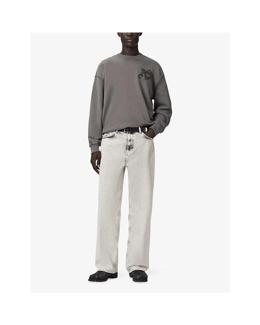 AllSaints Gray Lenny Wide-Leg Denim Jeans for men