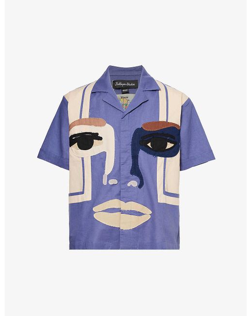 Kidsuper Blue Face Relaxed-fit Cotton And Linen-blend Shirt for men