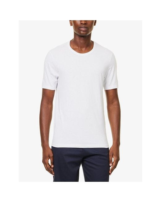 Boss White Crewneck Brand-Embroidered Pack Of Three Cotton-Jersey T-Shirts for men
