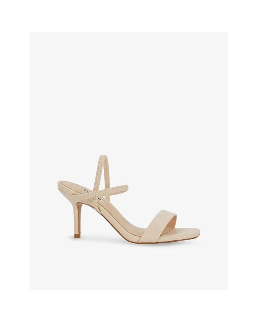 Dune White Methodical Metallic Faux-Leather Heeled Sandals