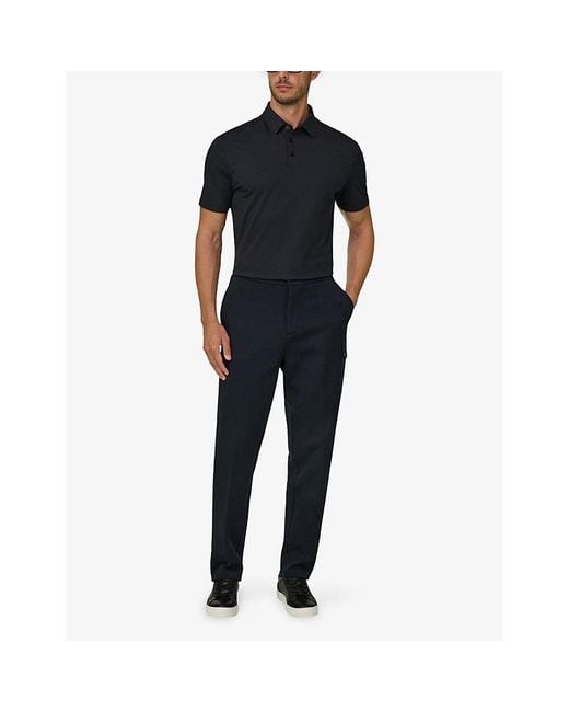 Boggi Blue Straight Elasticated-Waist Stretch Cotton-Blend Trousers for men