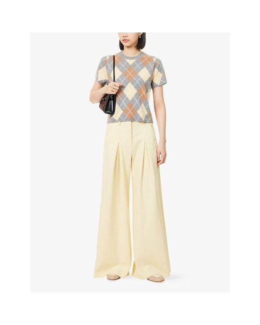 ME+EM White Argyle-Pattern Cashmere Baby T-Shirt