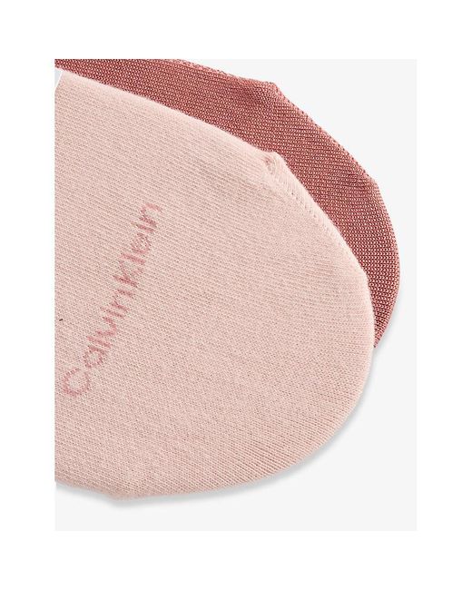 Calvin Klein Red Footie High-Cut Pack Of Two Mesh Liner Socks