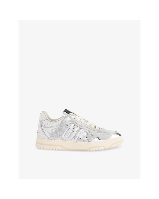 Gucci White Re-Web Mirror Low-Top Leather Trainers