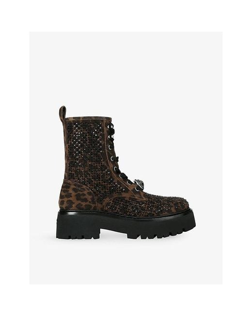 Kurt Geiger Black Chelsea Suede-Embellished Boots