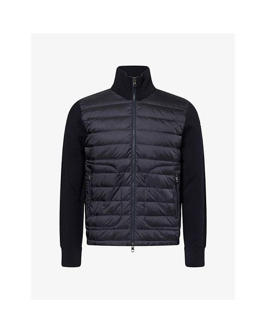 Moncler Blue Hybrid Zip-Up Padded And Knit Cardigan for men