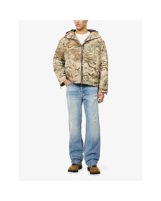Cole Buxton Natural Camouflage-Print Hooded Cropped Woven Parka for men