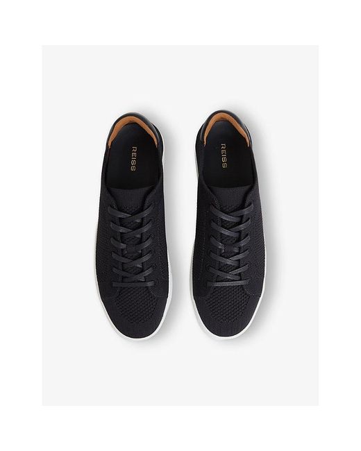 Reiss Blue Finley Knit Low-Top Trainers for men
