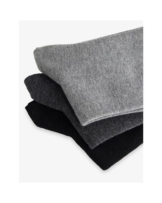 Calvin Klein Gray Logo Stretch-Cotton Crew Socks Pack Of Three for men