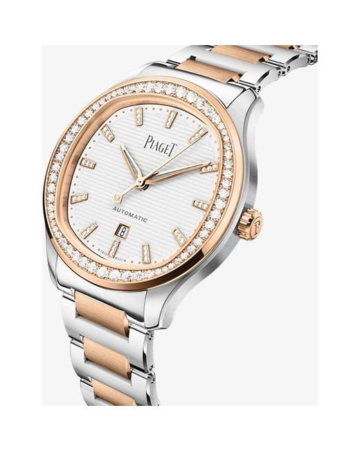 Piaget Metallic Pgg0A48026 Polo Date 18Ct Rose- Stainless Steel And Diamond Watch for men
