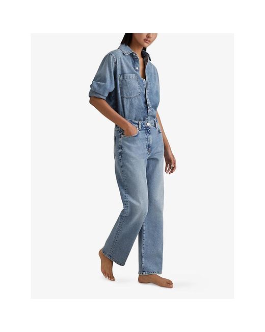 Reiss Blue Selin Mid-Rise Straight-Leg Denim Jeans