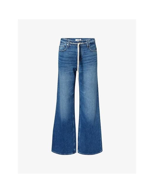 PAIGE Blue Zoey Wide-Leg Cotton-Blend Denim Jeans