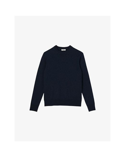 Sandro Blue Crewneck Knitted Wool Jumper for men