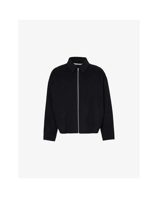 Acne Black Doverio Zip-Front Long-Sleeve Wool-Felt Jacket for men