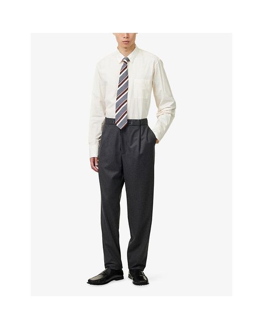 Giorgio Armani Gray Drawstring-Waist Straight-Leg Cashmere Trousers for men