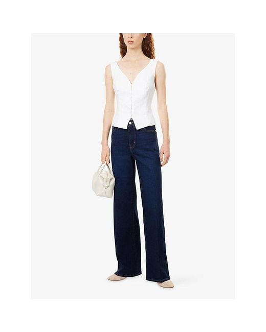 FRAME Blue Le Slim Palazzo Stretch-Denim Jeans