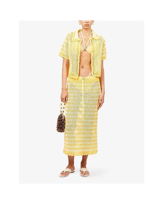 Jonathan Simkhai Yellow Welles Crochet Midi Skirt