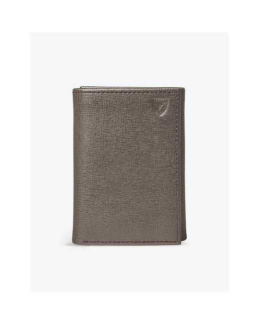 Aspinal of London Logoembossed Grainedleather Trifold Wallet in Gray