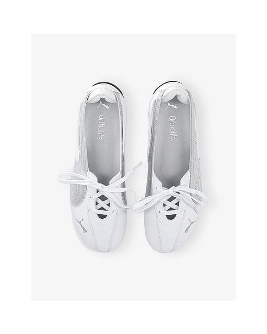 PUMA White Ballet Nova Leather Trainers