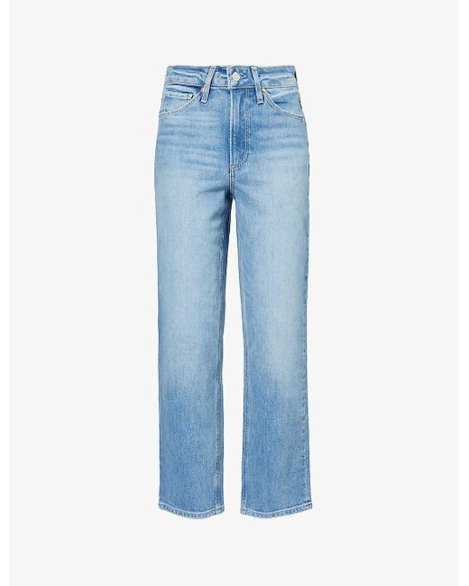 PAIGE Blue Sarah Straight-leg Mid-rise Stretch-organic Denim Jeans