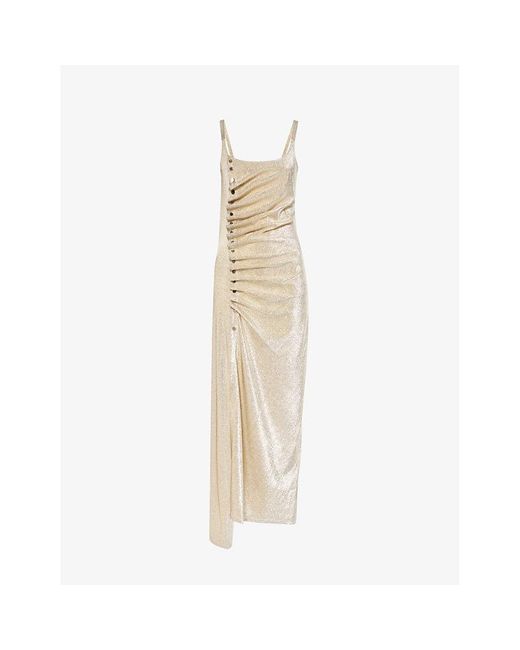 Rabanne White Ruched Scoop-neck Stretch-woven Maxi Dress