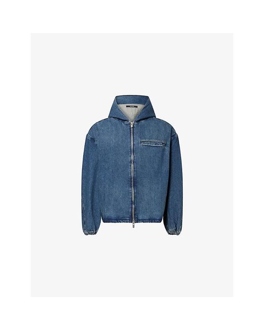 Seventh Blue Orb Boxy-Fit Denim Jacket for men