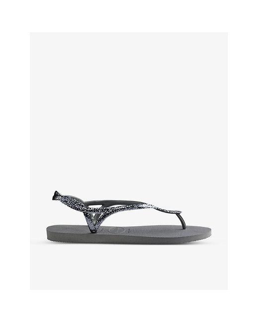 Havaianas Luna Premium Ii Glitter-strap Rubber Sandals in Gray | Lyst