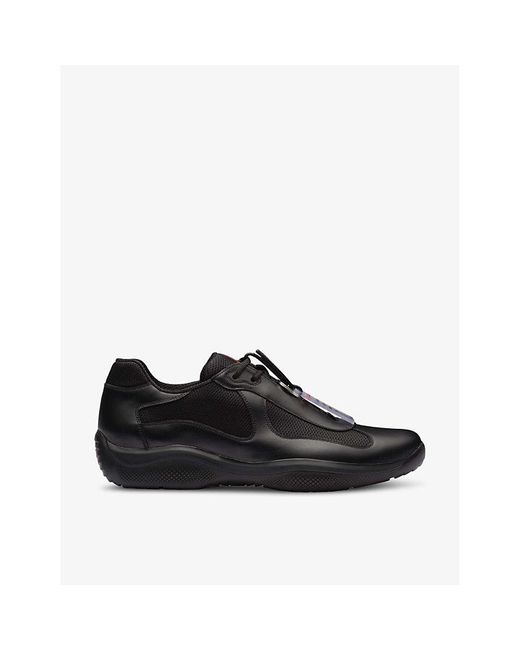 スニーカー PRADA Black Fabric And Leather America S Cup Sneakers Prada America's Cup Original Sneakers | Saks Fifth Avenue