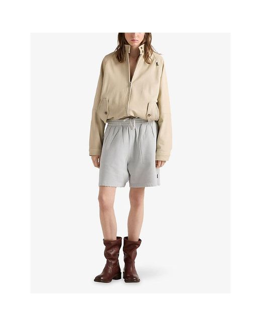 Prada Natural Stand-Collar Nappa Leather Blouson Jacket