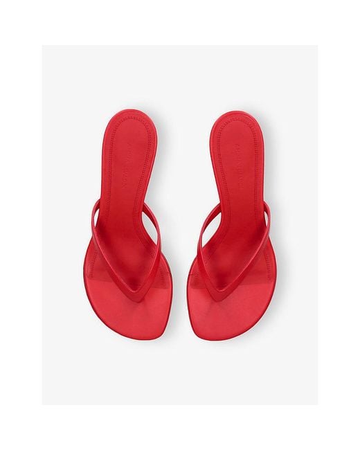 AMINA MUADDI Red Juliette Thong 45 Leather Heeled Sandals