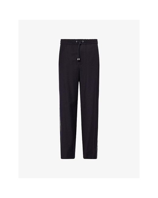 Loewe Blue Drawstring Straight-Leg Wool Trousers for men