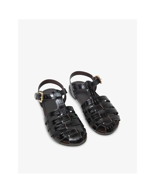 Maje Black Woven Leather Sandals
