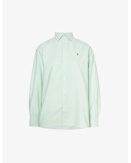 Polo Ralph Lauren Blue Embroidered-logo Regular-fit Cotton Shirt