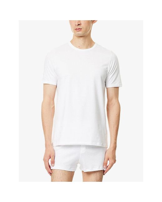 Hanro White Cotton Essentials Slim-Fit Stretch-Cotton T-Shirts Pack Of Two for men