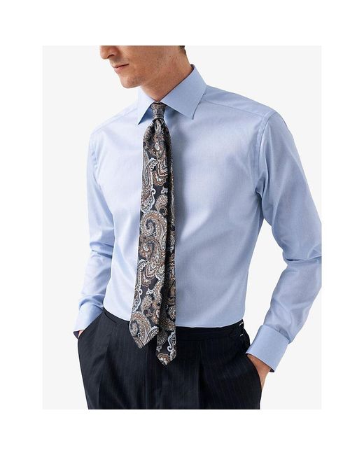 Eton of Sweden Blue Business Super Slim-Fit Cotton Shirt for men