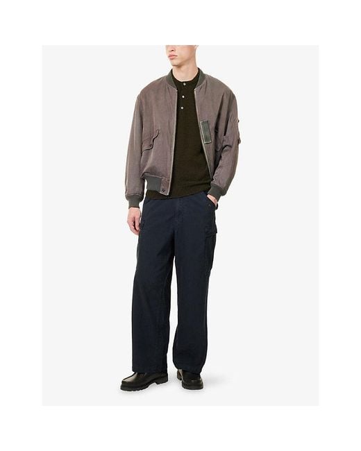 A.PRESSE Blue Ripstock Army M51 Cotton And Linen Blend Trousers for men