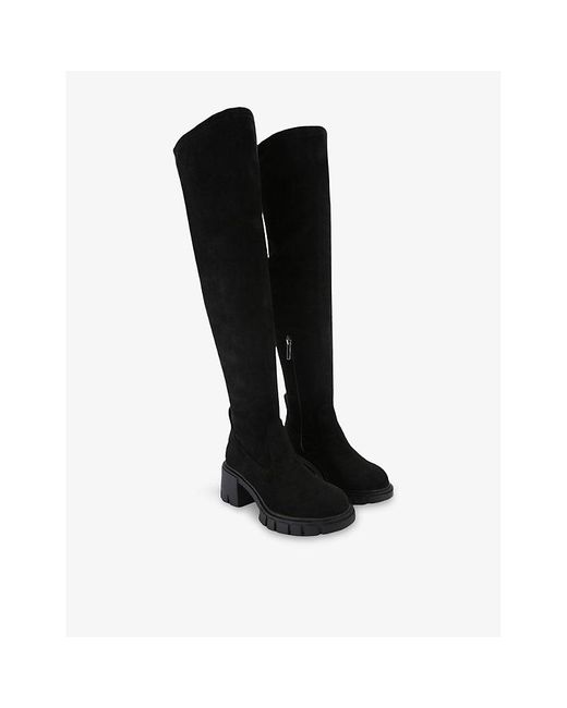 KG by Kurt Geiger Black True Heeled Suede Knee-High Boots