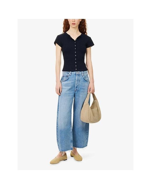 Citizens of Humanity Blue Tabi Ribbed Knit Top