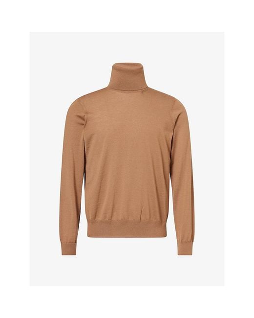 Dunhill Brown Superfine-Cashmere Roll-Neck for men