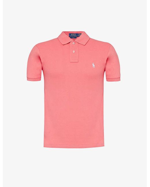 Polo Ralph Lauren Pink Logo-embroidered Slim-fit Cotton-piqué Polo Shirt for men