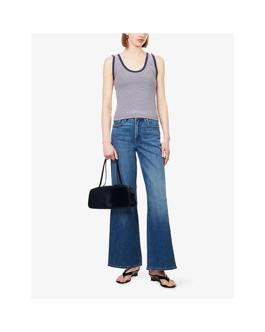 GOOD AMERICAN Blue Good Waist Palazzo-Leg Stretch-Denim Jeans