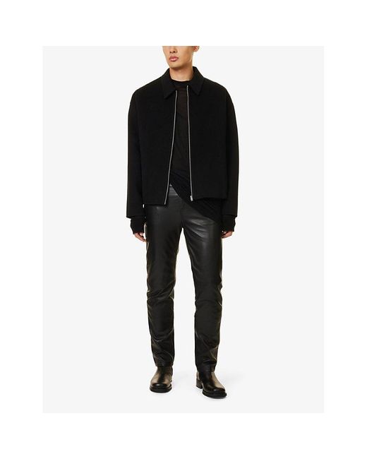 Acne Black Doverio Zip-Front Long-Sleeve Wool-Felt Jacket for men