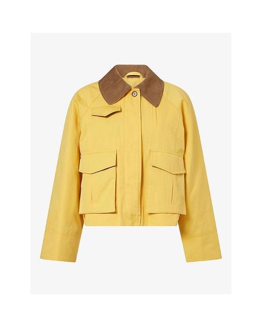 Skall Studio Yellow Gaby Corduroy-Collar Cotton Jacket