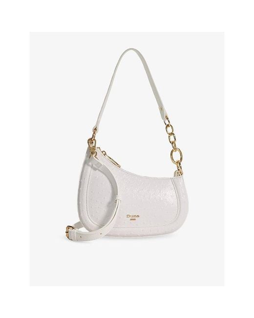 Dune White Direction Small Patent-Leather Shoulder Bag