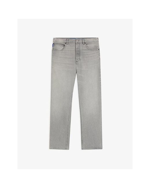 HUGO Gray Faded Baggy-Fit Jeans for men
