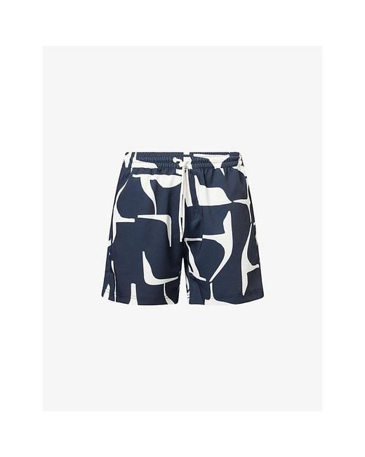 Raith Blue Massira Elasticated-Waist Swim Shorts for men