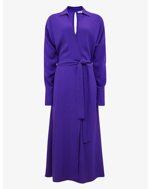 Reiss Purple Cecily Wrap Woven Midi Dress