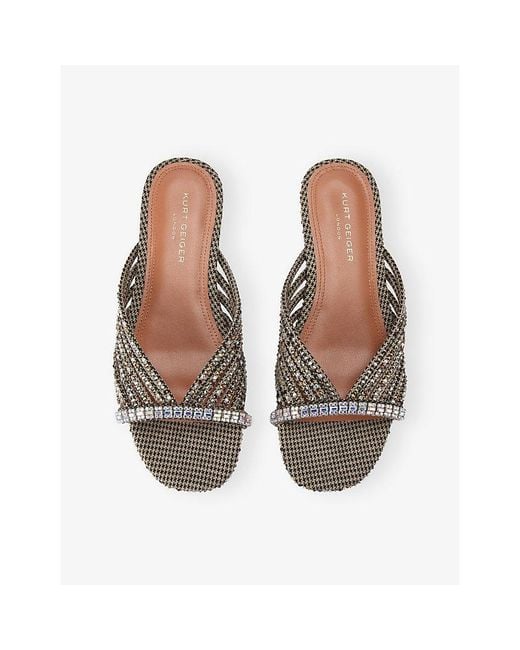Kurt Geiger Multicolor Crystal Strap Woven Mules