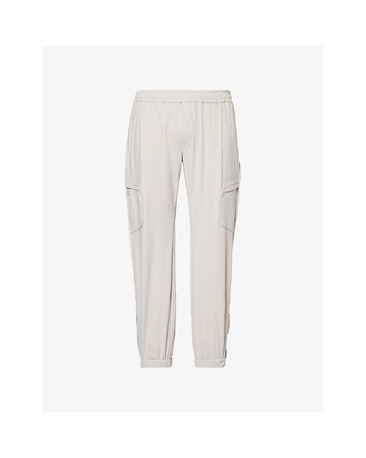 Eleventy White Patch-Pocket Tapered-Leg Stretch-Woven Trousers for men